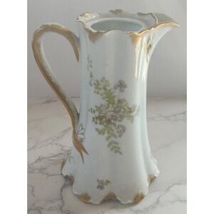 LIMOGES HAVILAND Gold Trim Floral Design CHOCOLATE POT  NO LID  Vtg Pitcher
